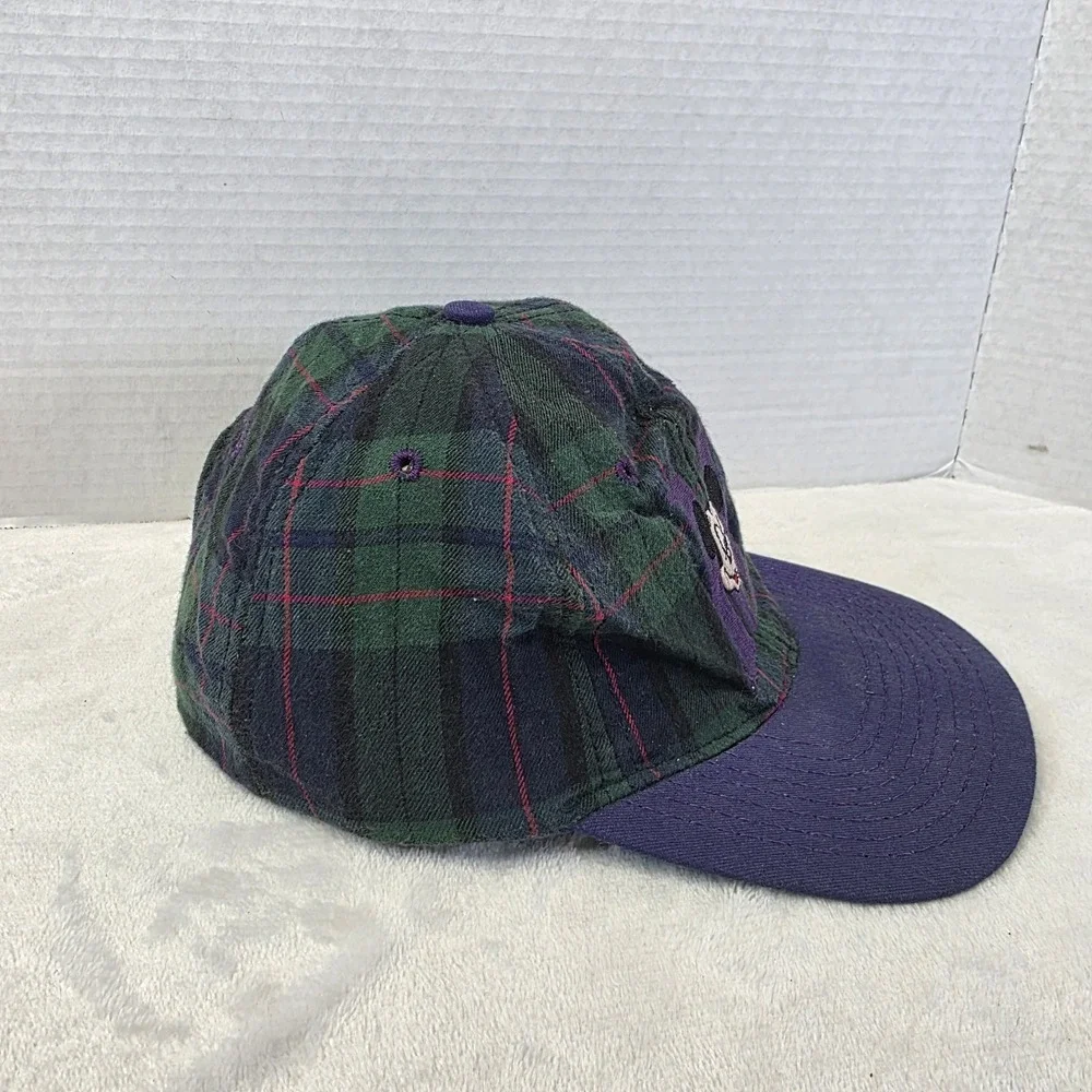 Vintage Plaid Mickey Mouse Snapback Hat Goofy's Hat Disney Green Blue USA‎ Made